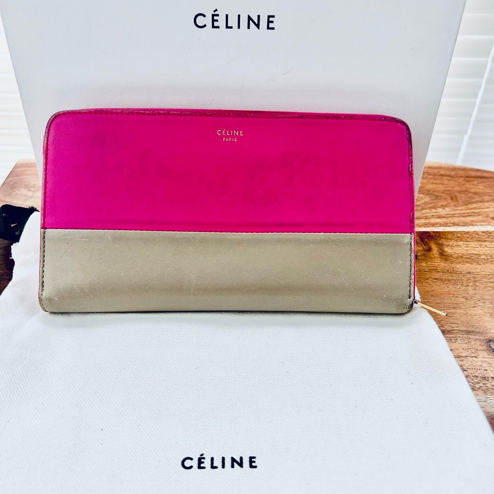 Celine Bicolor Pink/ Tan Continental Wallet
